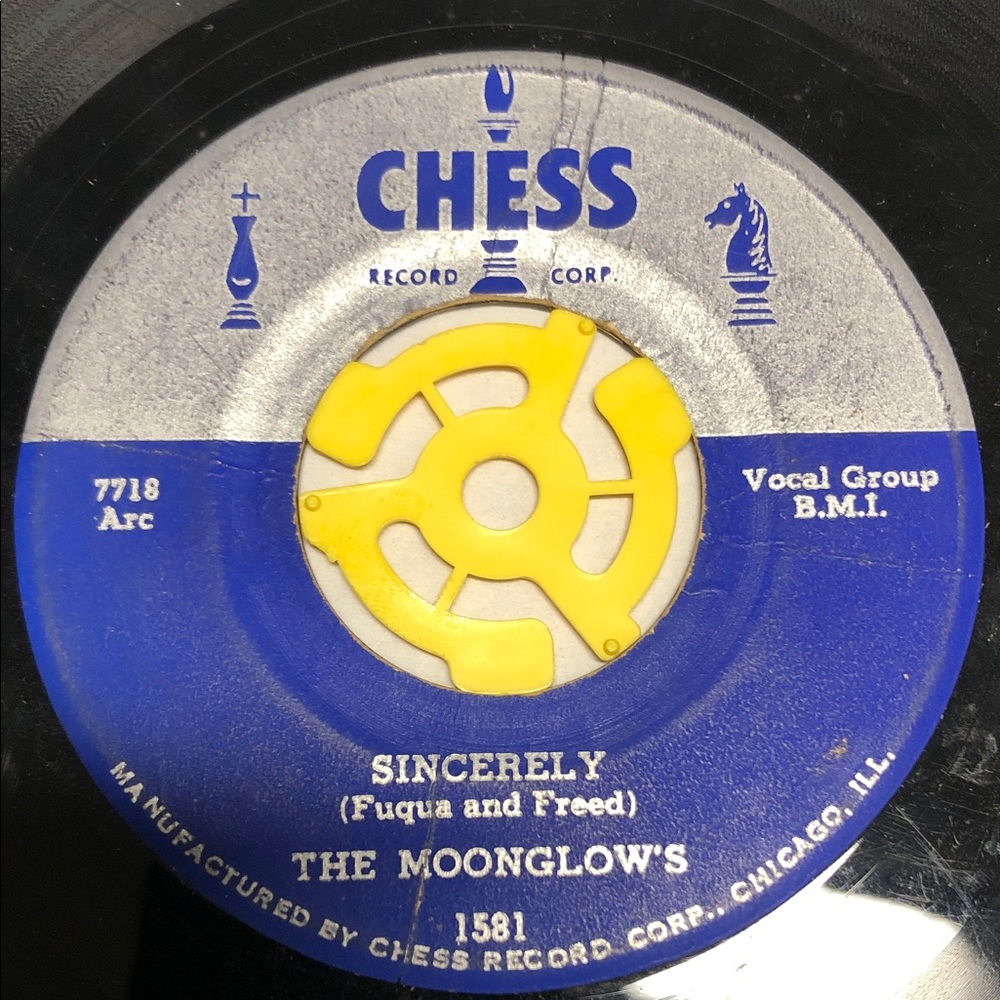 The Moonglow’s Vinyl 7”45 Record Sincerely/Tempting ‘54